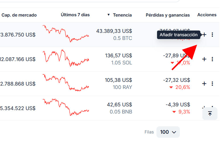 Añadir Bitcoin a mi cartera en Coingecko