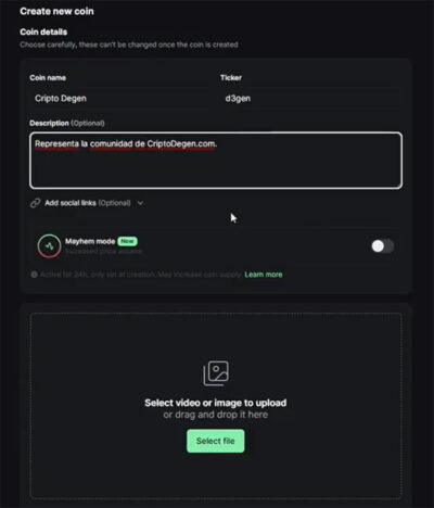 crear token en pump.fun